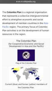 Information about the Colombo Plan extracted from Wikipedia